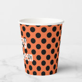 Gobelets En Papier Points orange et noirs Joyeux Halloween (Verso)