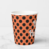Gobelets En Papier Points orange et noirs Joyeux Halloween (Recto)