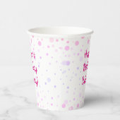 Gobelets En Papier Points violets roses d'anniversaire Confetti Perso (Droite)