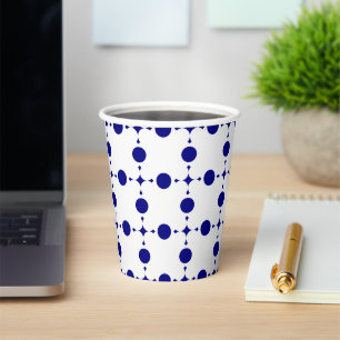 Gobelets En Papier Pois Bleus de la Marine, Motif à points Polka, poi