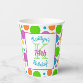 Gobelets En Papier Pois coloré | Anniversaire (Recto)