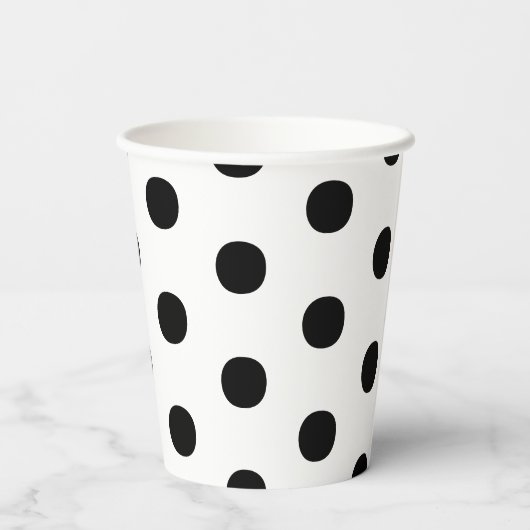 Gobelets En Papier Pois noir blanc grand élégant motif (Verso)