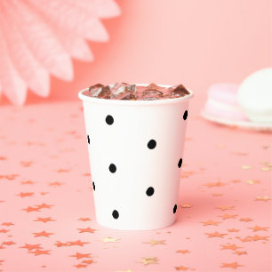 Gobelets En Papier Pois noir et blanc audacieux motif élégant