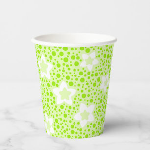 Gobelets En Papier Pois rétro vert vif avec motif floral