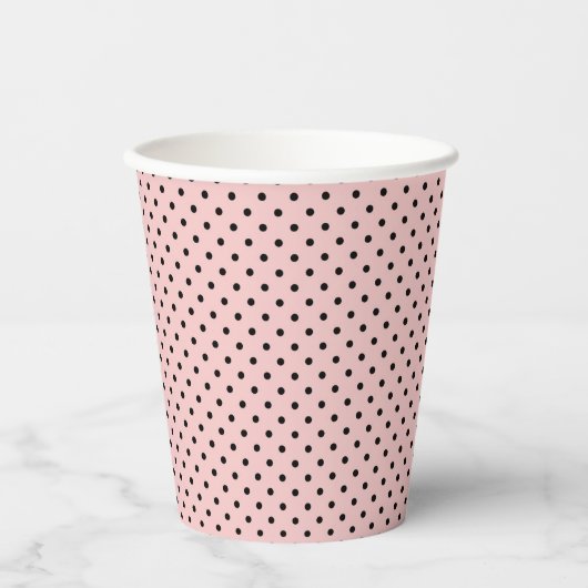 Gobelets En Papier Pois rose noir (Recto)