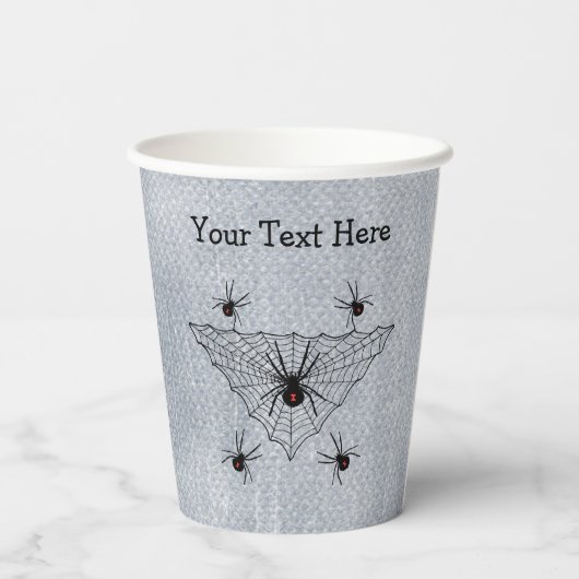 Gobelets En Papier Poisonous Black Widow Spiders in Web on White (Verso)