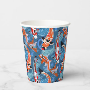 Gobelets En Papier Poisson Koi Vibrant Parmi Le Motif Paisley