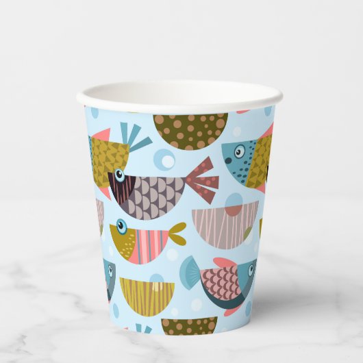 Gobelets En Papier Poisson rétro (Recto)