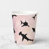 Gobelets En Papier Poisson rose sur galaxie dégradée Espace (Verso)