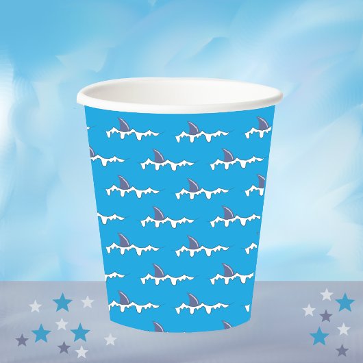 Gobelets En Papier Poissons de requin Doodle Bleu Coupes de papier