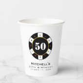 Gobelets En Papier Poker Chip 50e fête d'anniversaire (Recto)