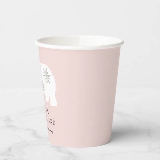 Gobelets En Papier Polar Bear Winter Wonderland Rose 1er anniversaire (Gauche)