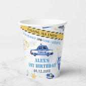 Gobelets En Papier Police Boy 1er anniversaire fête (Recto)