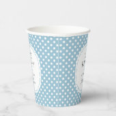 Gobelets En Papier Polka blanc Motif Oh Baby shower bleu (Droite)