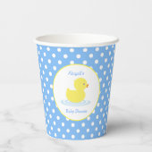 Gobelets En Papier Polka bleu et blanc Pot Canard jaune Baby shower (Verso)