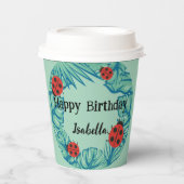 Gobelets En Papier Polka rouge mignon point Ladybug Jungle Feuille An (Recto)