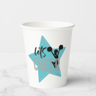 Gobelets En Papier Pom-pom bleu Noir Argent Pom-pom Anniversaire