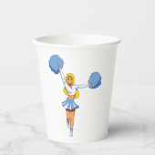 Gobelets En Papier Pom-pom girl Avec Pom Pom Bleu (Recto)