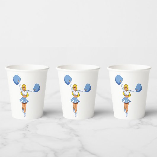 Gobelets En Papier Pom-pom girl Avec Pom Pom Bleu