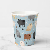 Gobelets En Papier Poméranie Paw-prints et os de chien (Gauche)