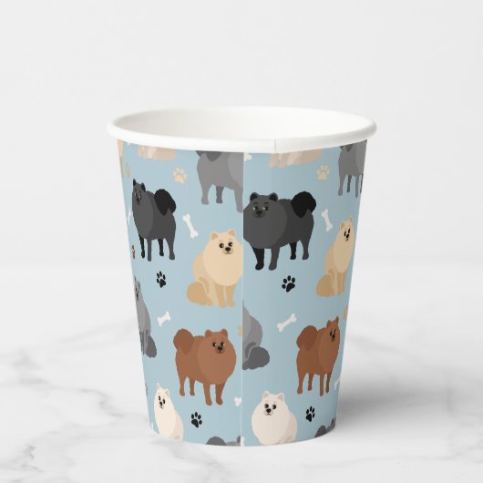 Gobelets En Papier Poméranie Paw-prints et os de chien (Droite)