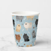 Gobelets En Papier Poméranie Paw-prints et os de chien (Recto)