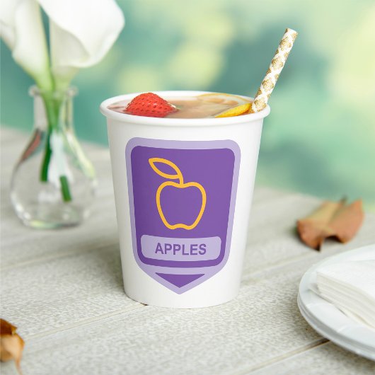 Gobelets En Papier Pomme violette Badge Conception Fruit Lover