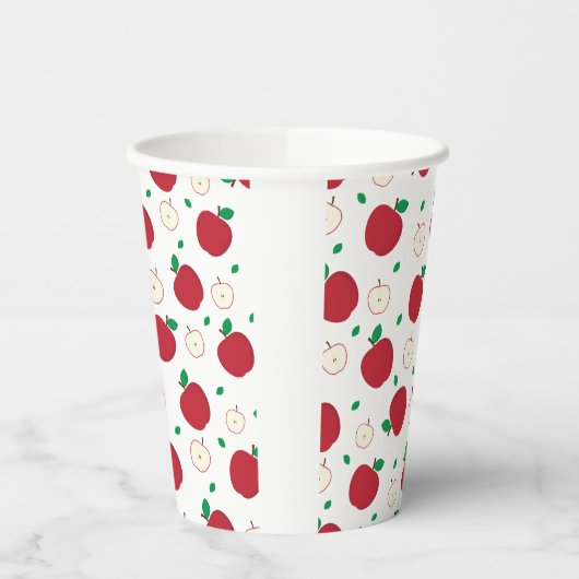 Gobelets En Papier Pommes rouges et pommes à demi (Gauche)