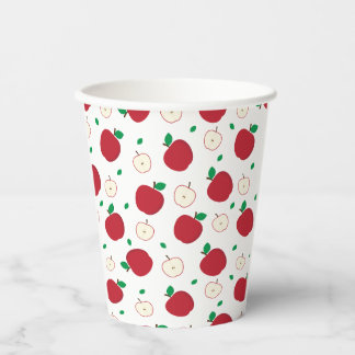 Gobelets En Papier Pommes rouges et pommes à demi