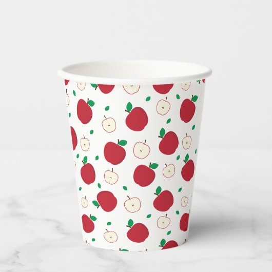 Gobelets En Papier Pommes rouges et pommes à demi (Recto)