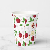 Gobelets En Papier Pommes rouges, fleurs et Motif de verdure (Droite)