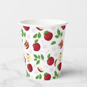Gobelets En Papier Pommes rouges, fleurs et Motif de verdure (Recto)