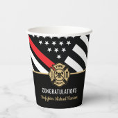 Gobelets En Papier Pompier Fire Academy Red Line Drapeau Graduation (Verso)