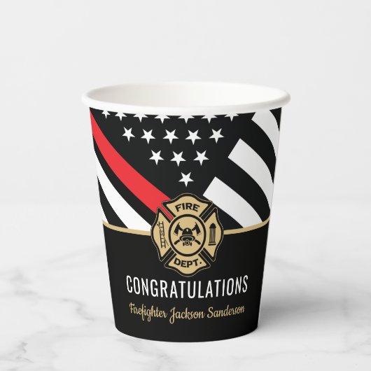 Gobelets En Papier Pompier Pompier Service de retraite pompier (Verso)