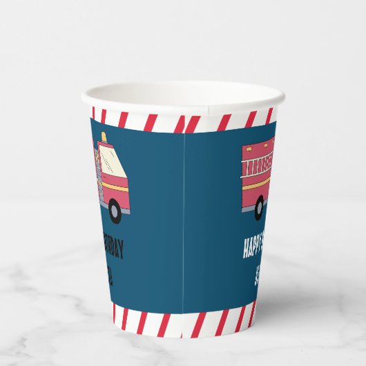 Gobelets En Papier Pompier rouge Alarme Camion Fournitures d'annivers (Droite)