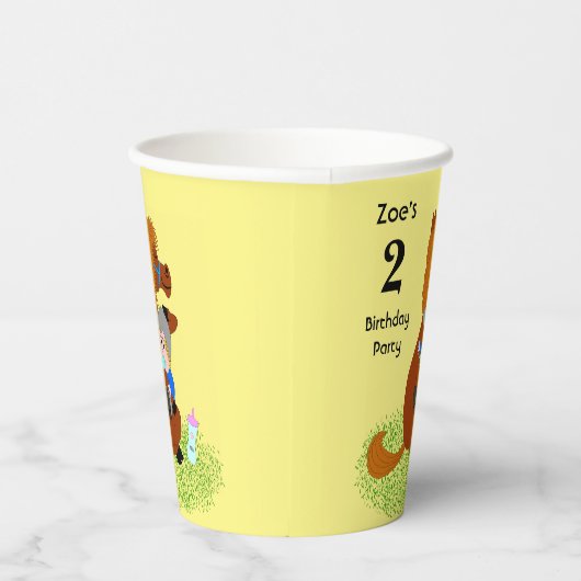 Gobelets En Papier Poney amusant et mignon avec bébé - fête anniversa (Droite)