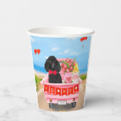 Gobelets En Papier Poodle Chien Saint-Valentin Coeurs de Camion (Verso)
