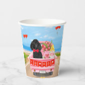 Gobelets En Papier Poodle Chien Saint-Valentin Coeurs de Camion (Recto)