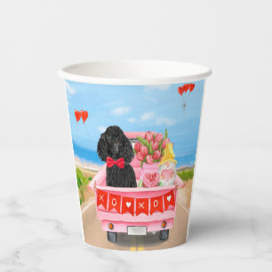 Gobelets En Papier Poodle Chien Saint-Valentin Coeurs de Camion
