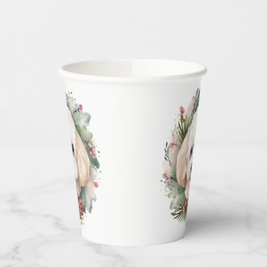 Gobelets En Papier Poodle Noël Wreath Festive Pup (Gauche)