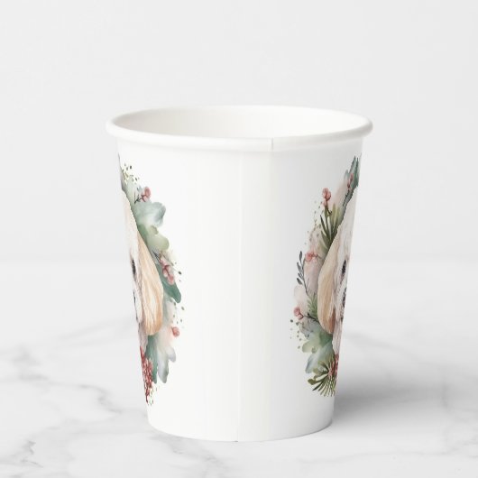 Gobelets En Papier Poodle Noël Wreath Festive Pup (Droite)