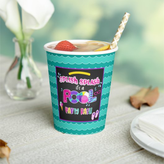 Gobelets En Papier Pool Party Anniversaire Party Papier Coupe - Blk - (Insitu)