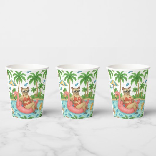 Gobelets En Papier Pool Party for Siamese Cat lovers  (Multi)