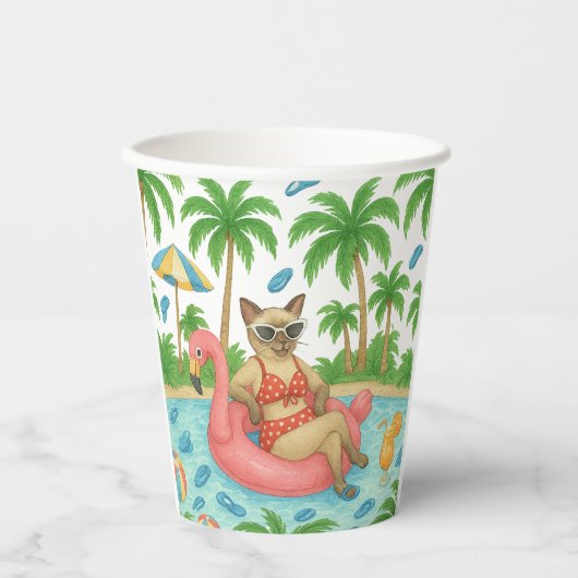 Gobelets En Papier Pool Party for Siamese Cat lovers (Recto)