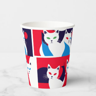 Gobelets En Papier Pop Art Cat Party Modern Cat Design