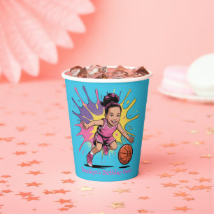 Gobelets En Papier Pop Art Girl Basketball Anniversaire Bash