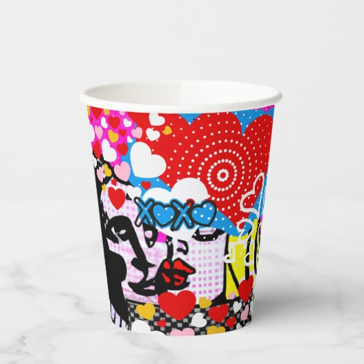 Gobelets En Papier Pop Art Valentine (Gauche)