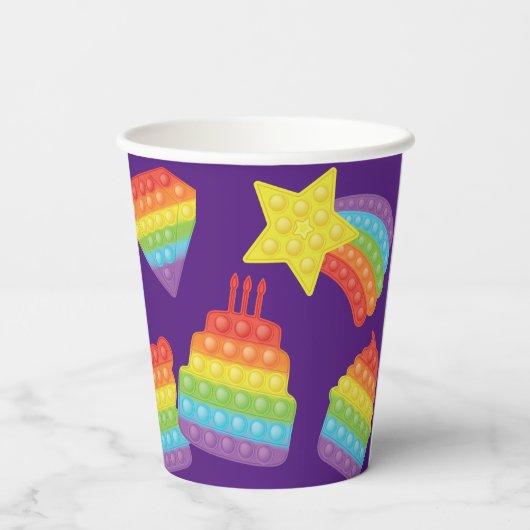 Gobelets En Papier Pop It ! | Anniversaire arc-en-ciel (Verso)