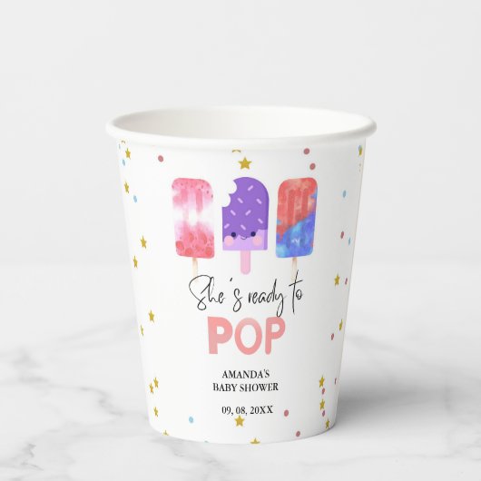 Gobelets En Papier Popsicle Elle est prête à pop Baby shower (Verso)