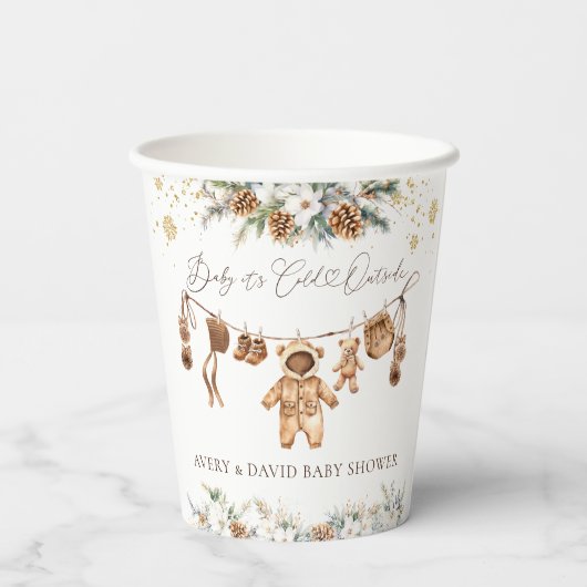 Gobelets En Papier Porte-lingeLigne froide Baby shower extérieur (Verso)